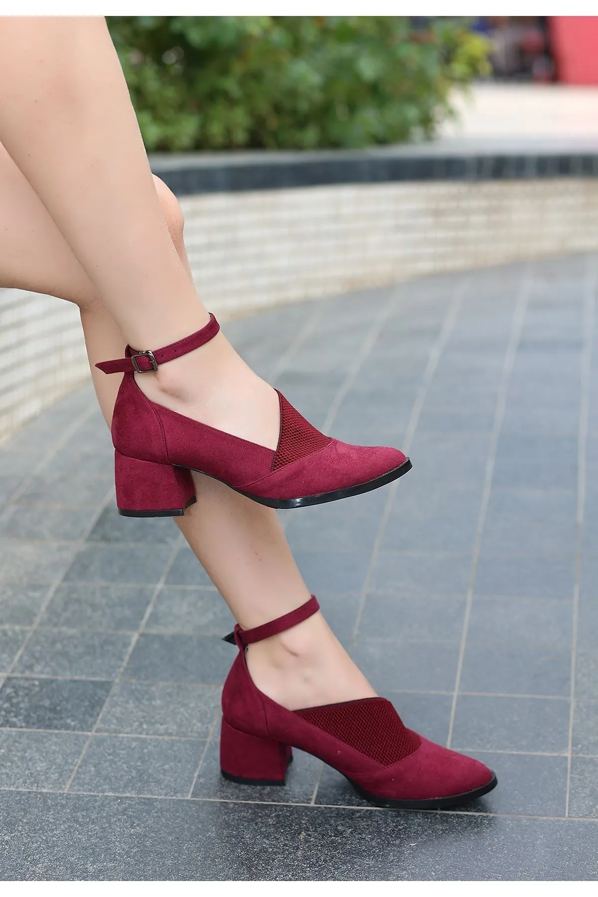 Women's Claret Red Suede High Heel Shoes