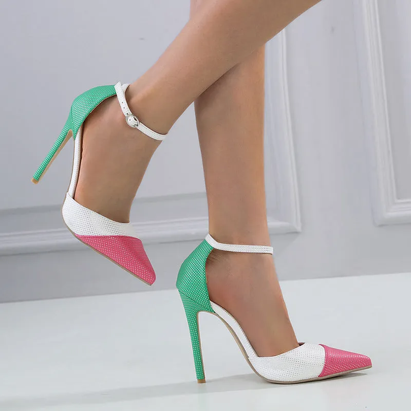 Women's Colour Contrast Pointed Stiletto Heels