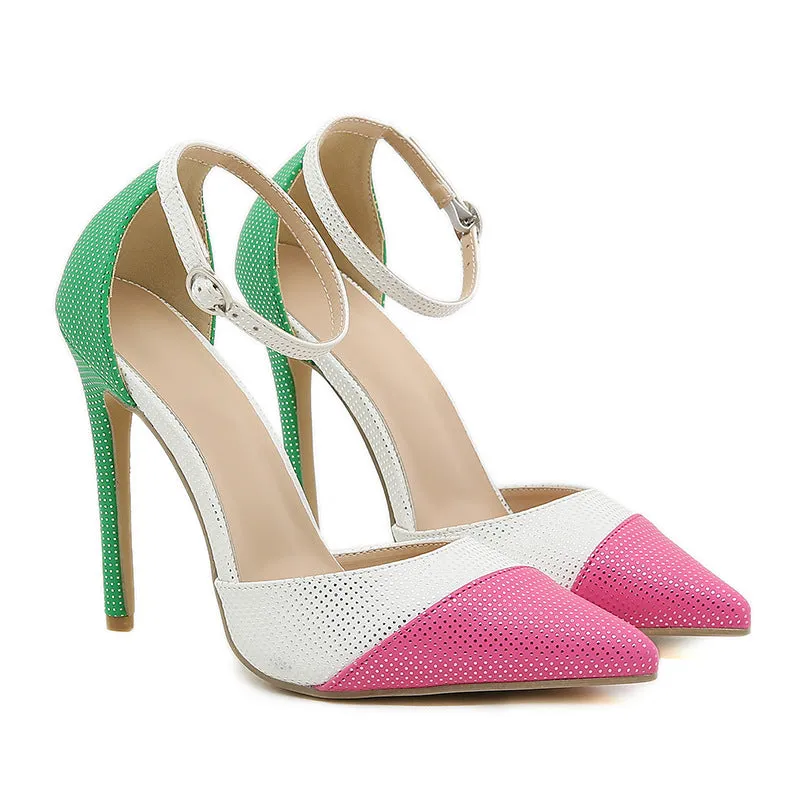 Women's Colour Contrast Pointed Stiletto Heels