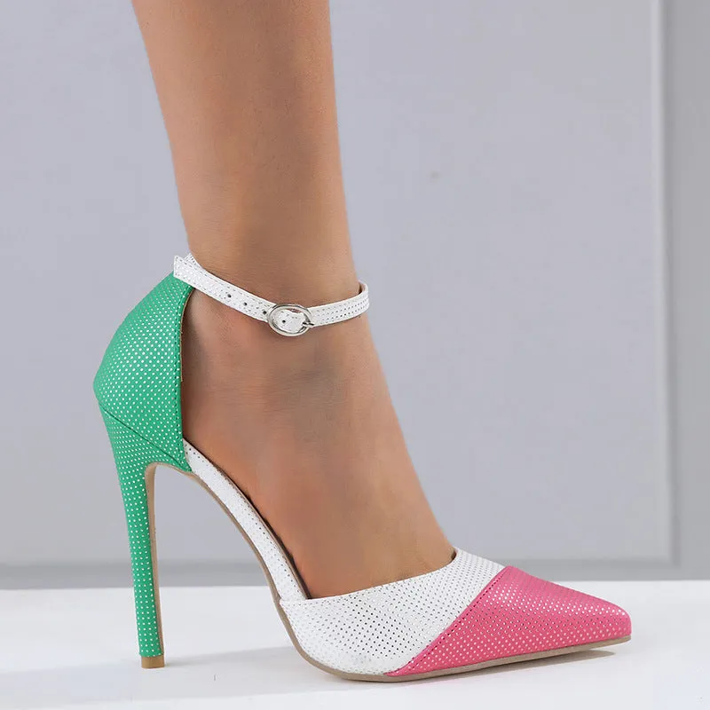 Women's Colour Contrast Pointed Stiletto Heels