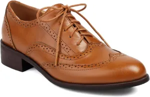 Women's Concise Brogue Lace up Shoes Closed Round Toe Party Comfortable Business Formal Occasion Oxfords Dance Chunky Wedding Mid Block Vintage Cosplay Heels