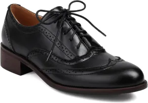 Women's Concise Brogue Lace up Shoes Closed Round Toe Party Comfortable Business Formal Occasion Oxfords Dance Chunky Wedding Mid Block Vintage Cosplay Heels