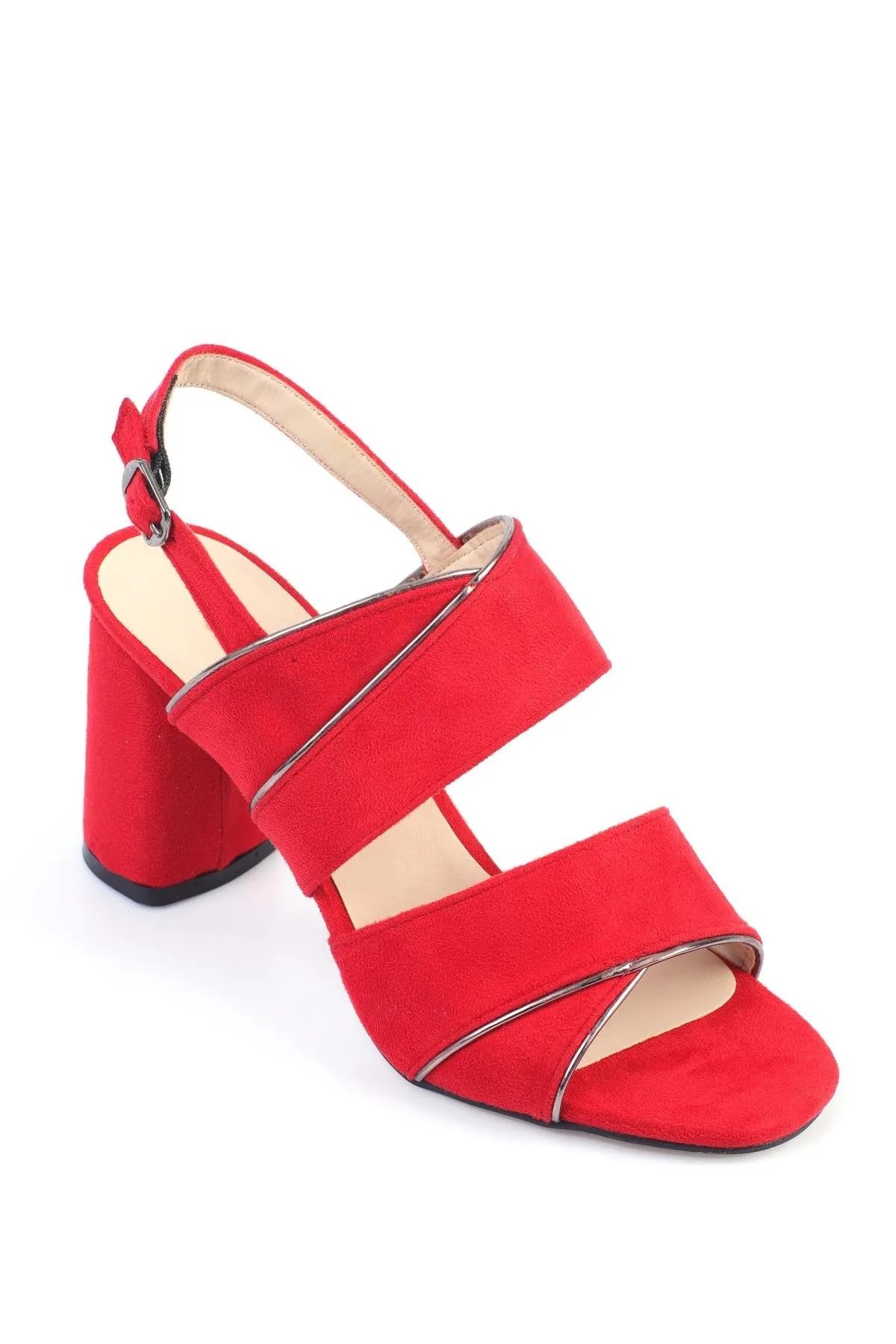 Women's Heeled Shoes Strappy Red Suede