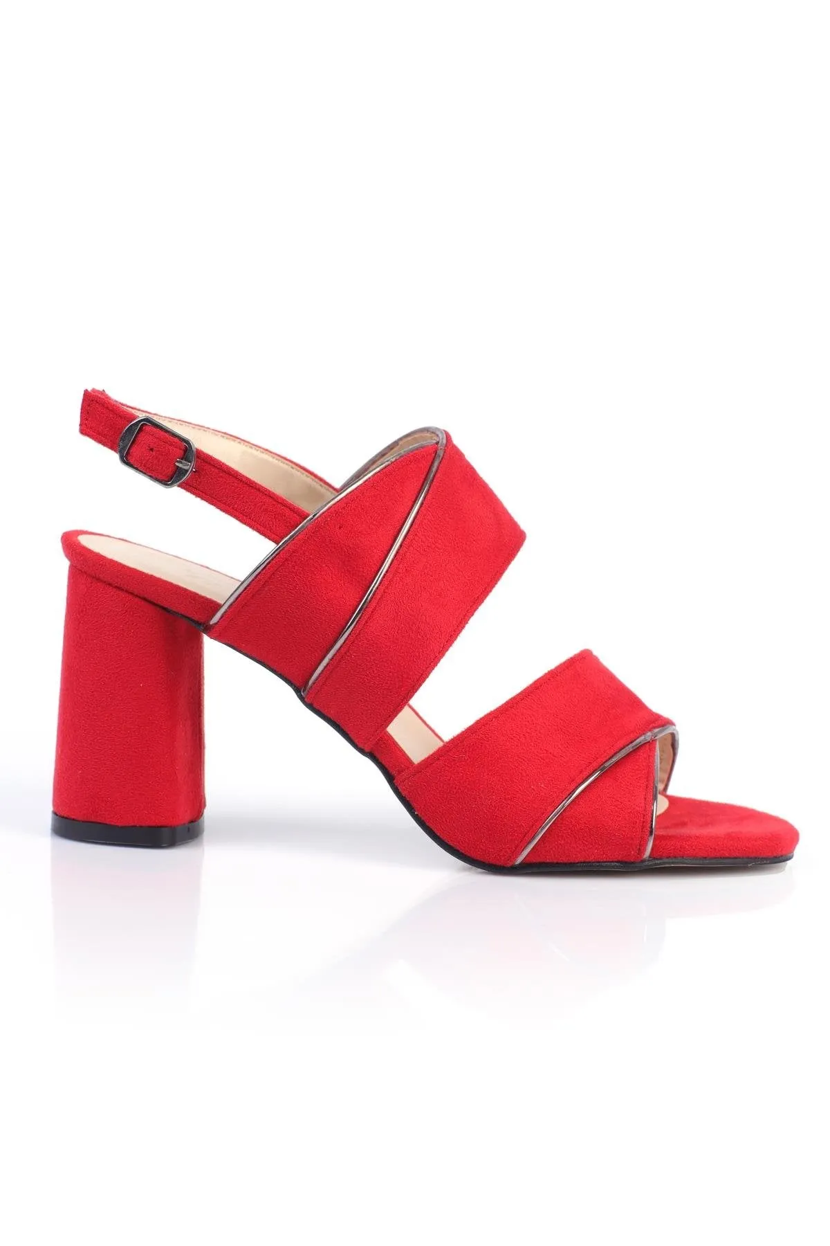 Women's Heeled Shoes Strappy Red Suede