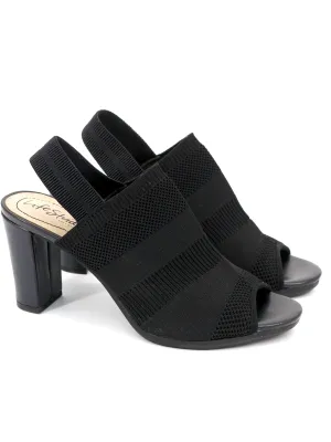 Women's Knit Cushioned Slingback Heels,Black