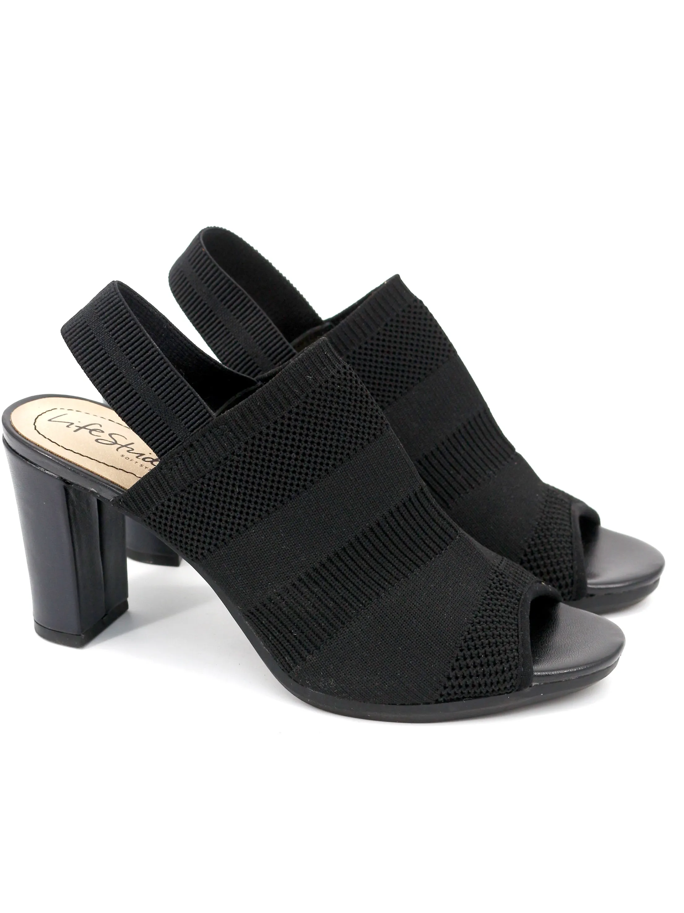 Women's Knit Cushioned Slingback Heels,Black