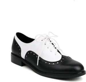 Women's Lace up Brogue Oxford Western Shoes Closed Round Toe Classic Party Comfortable Business Oxfords Chunky Dating Wedding Vintage Wingtip Low Block All Weather Heels