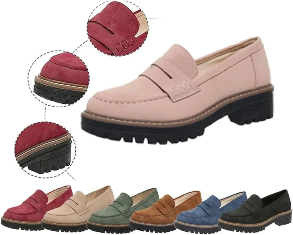 Womens Loafers Shoes Platform Chunky Penny Loafer Lug Sole Comfortable Slip On Work Office Business Casual Dress Shoes, Comfort Orthopedic Shoes, Womens Round Toe Walking Shoe