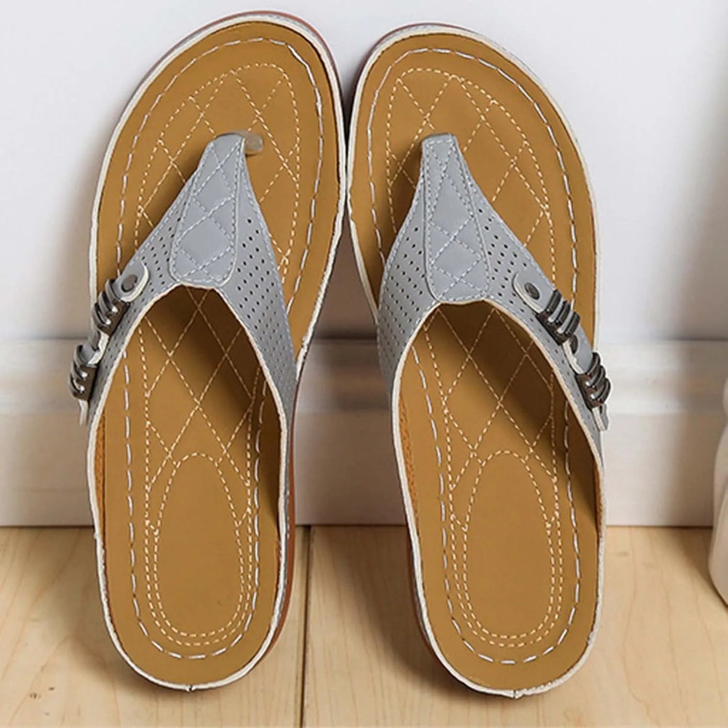 Womens Orthopedic Sandals Comfortable Wedge Flip Flops Summer Casual Thong Straps Clip Toe Slipper Slip-on Slides Lightweight Beach Shoes with Ergonomic Soles