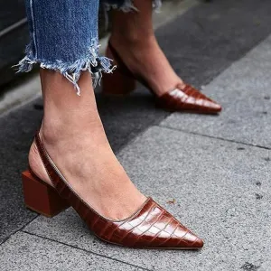 Women's pointed toe closed toe slingback block heels