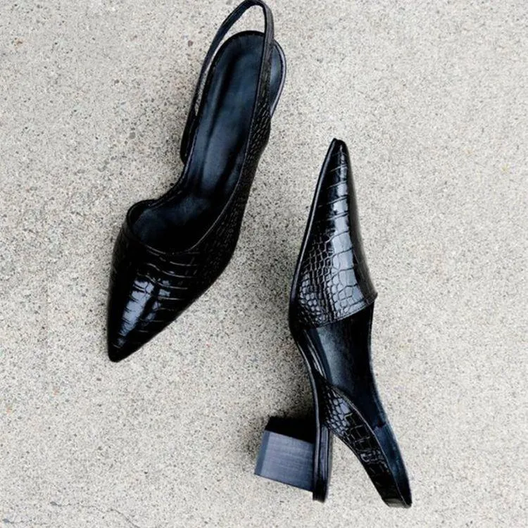 Women's pointed toe closed toe slingback block heels