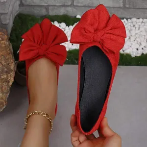 Women's Pointed-Toe Shallow Mouth Flats with Bow 57344104C