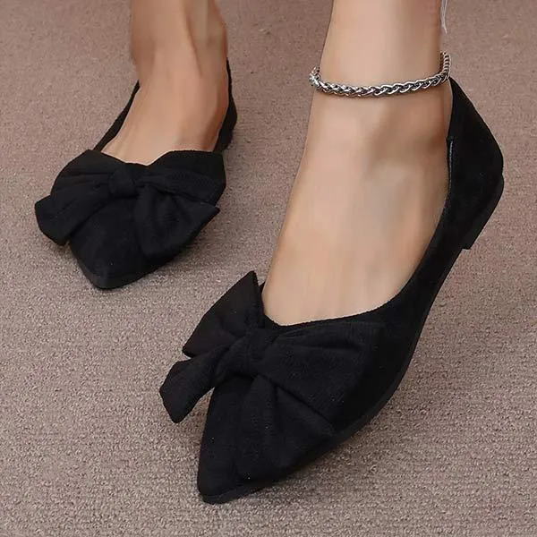 Women's Pointed-Toe Shallow Mouth Flats with Bow 57344104C