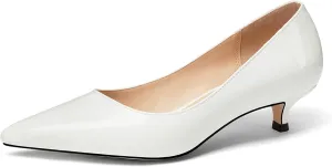 Women's Pointed Toe Solid Slip On 1.5 Inch Stiletto Patent Low Heel Pumps Shoes