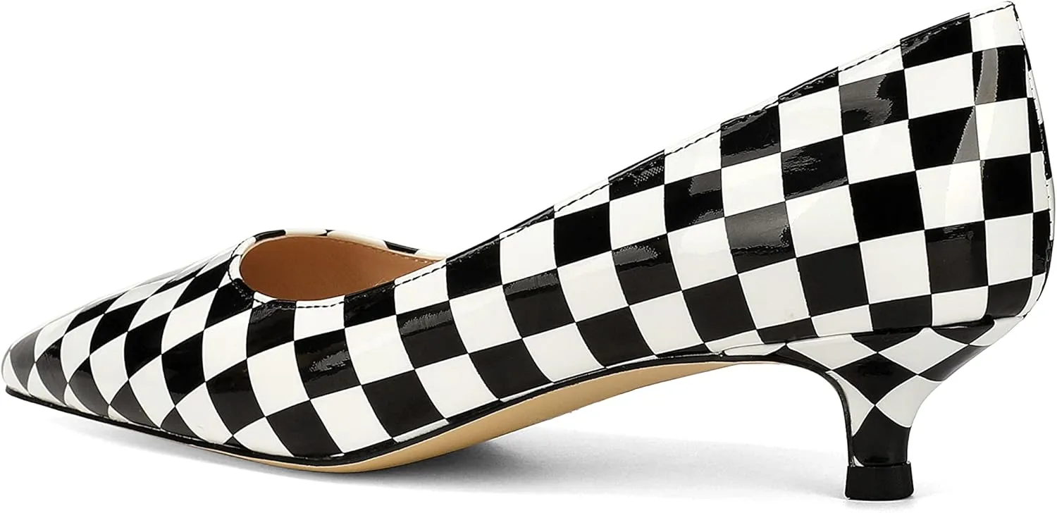 Women's Pointed Toe Solid Slip On 1.5 Inch Stiletto Patent Low Heel Pumps Shoes