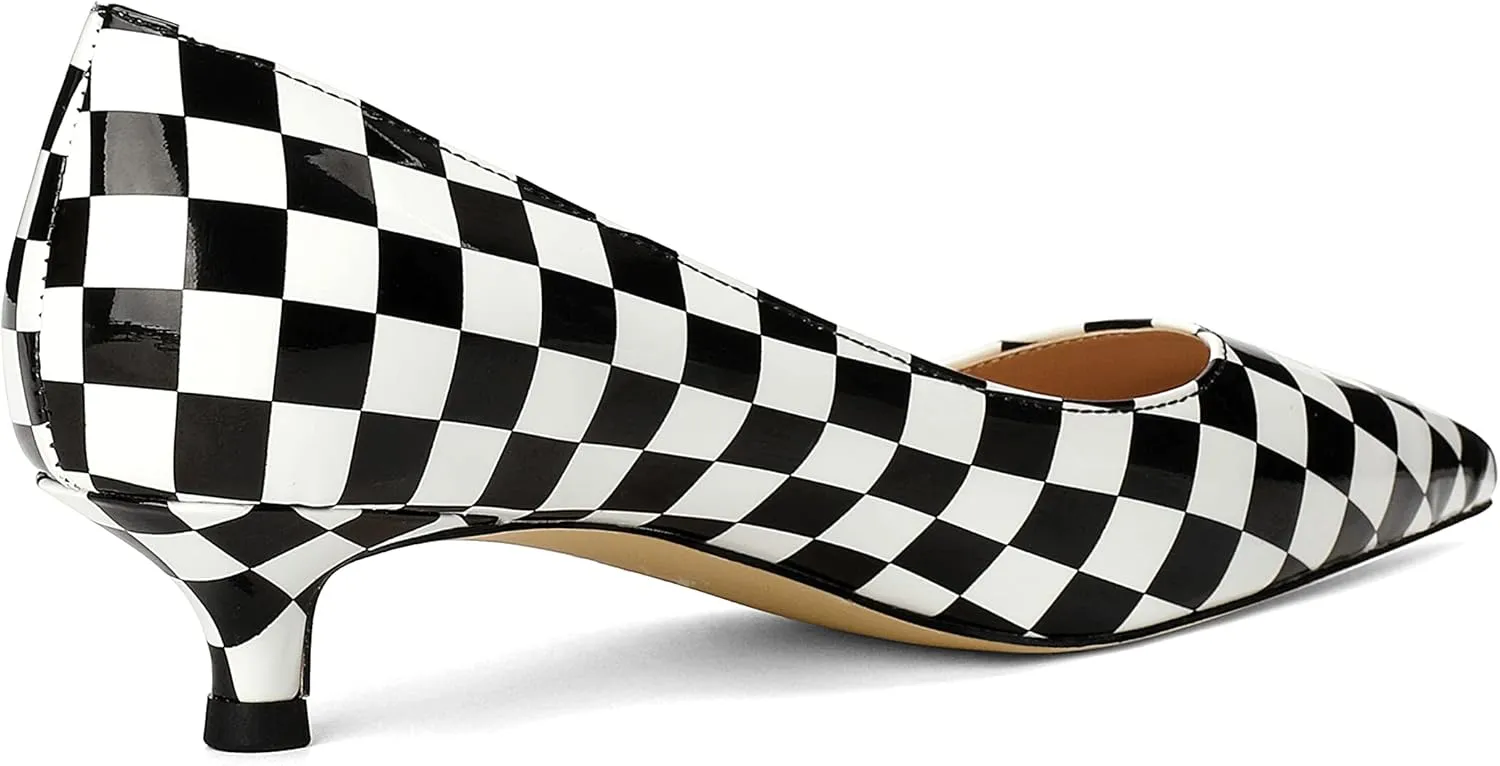 Women's Pointed Toe Solid Slip On 1.5 Inch Stiletto Patent Low Heel Pumps Shoes