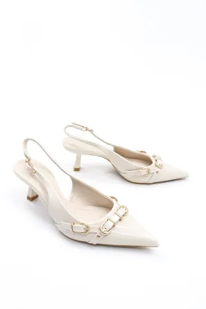 Women's Slingback Pointed Toe Beige Heels