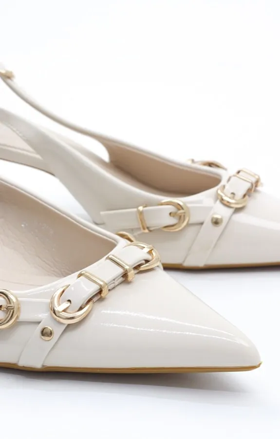 Women's Slingback Pointed Toe Beige Heels
