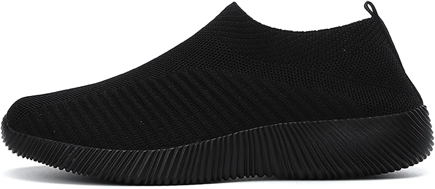 Women's Slip on Walking Loafer Shoes Knit Mesh Lightweight Comfort Slip on Breathable Sneakers