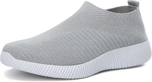 Women's Slip on Walking Loafer Shoes Knit Mesh Lightweight Comfort Slip on Breathable Sneakers