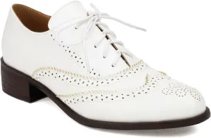 Women's Vintage Brogue Lace up Oxford Dance Shoes Closed Round Toe Concise Party Comfortable Business Formal Occasion Oxfords Chunky Dating Wedding Mid Block Cosplay Heels