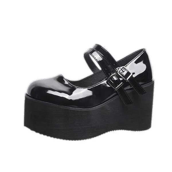 Women's Vintage Platform Wedge Low-Heeled Pumps 43146394C