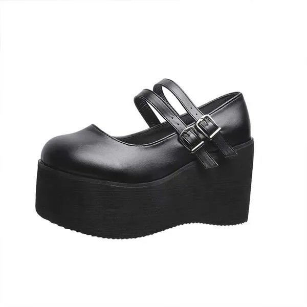 Women's Vintage Platform Wedge Low-Heeled Pumps 43146394C