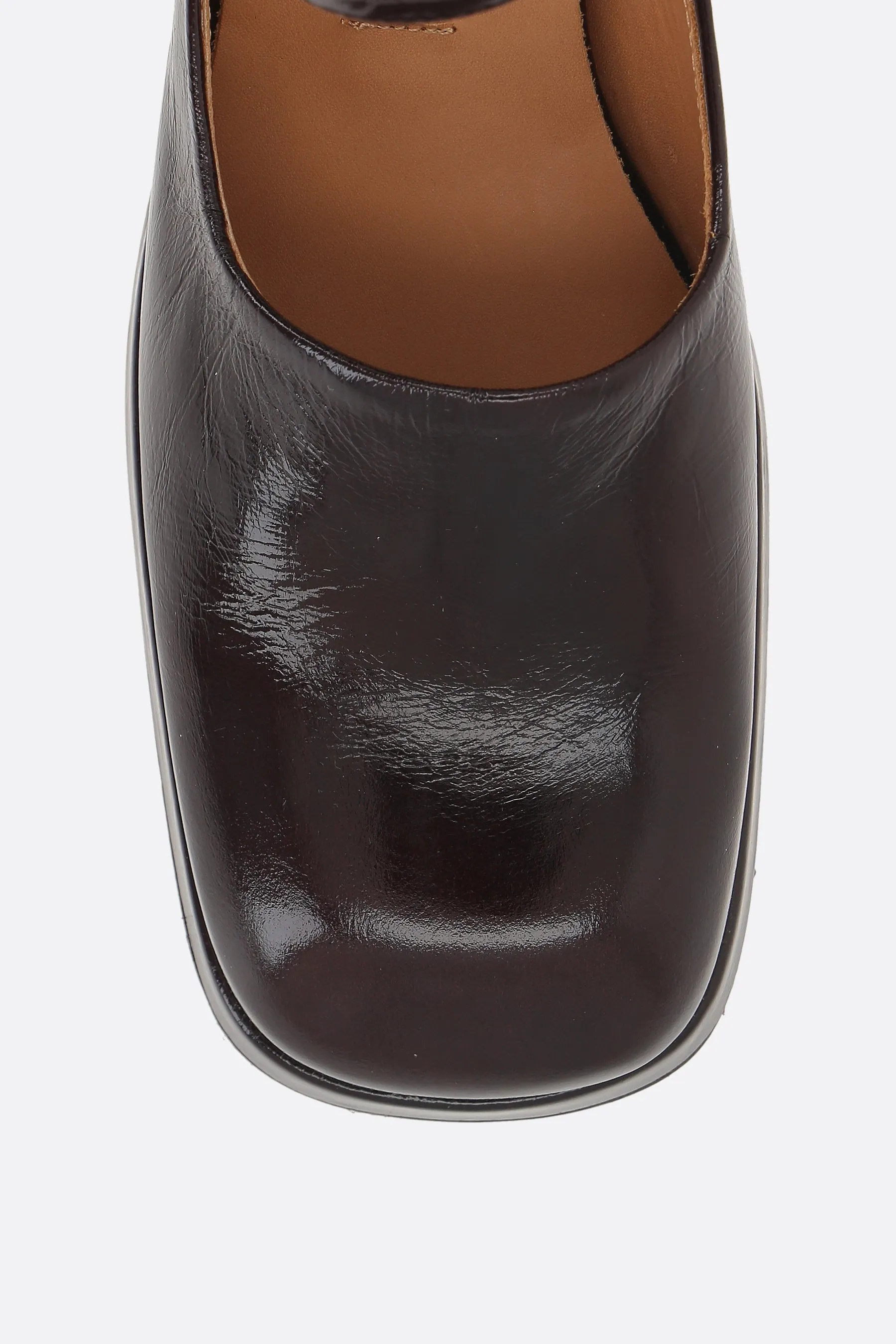 Yara cracked leather mary-jane pumps