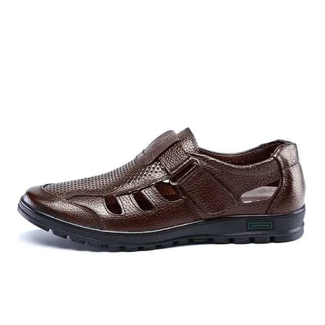 YWEEN men's sandals genuine leather sandals outdoor casual men leather sandals