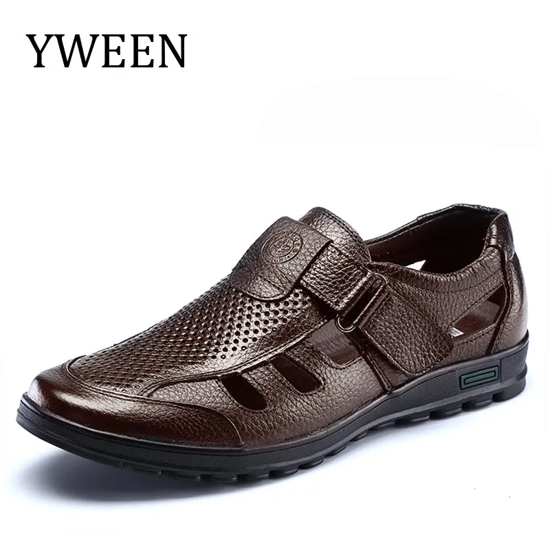 YWEEN men's sandals genuine leather sandals outdoor casual men leather sandals