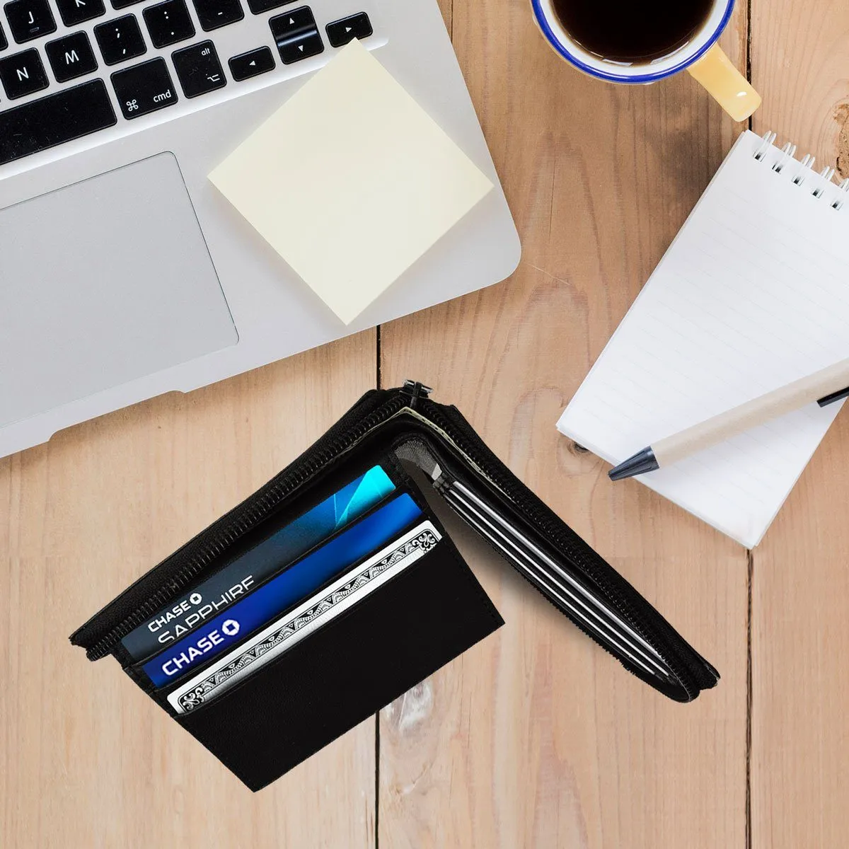 Zip-Around Premium Leather Wallet